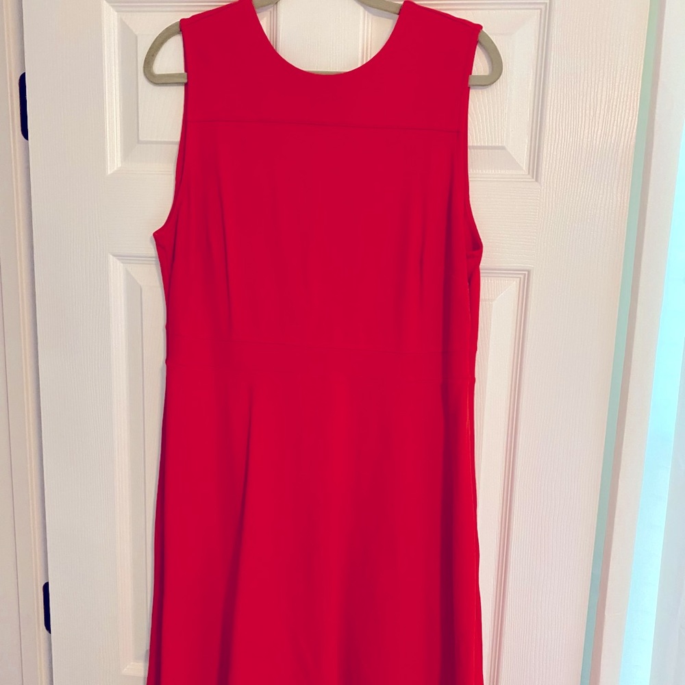 Lands End coral dress fit n flare A-Line 16W curvy w/ pockets work or causal